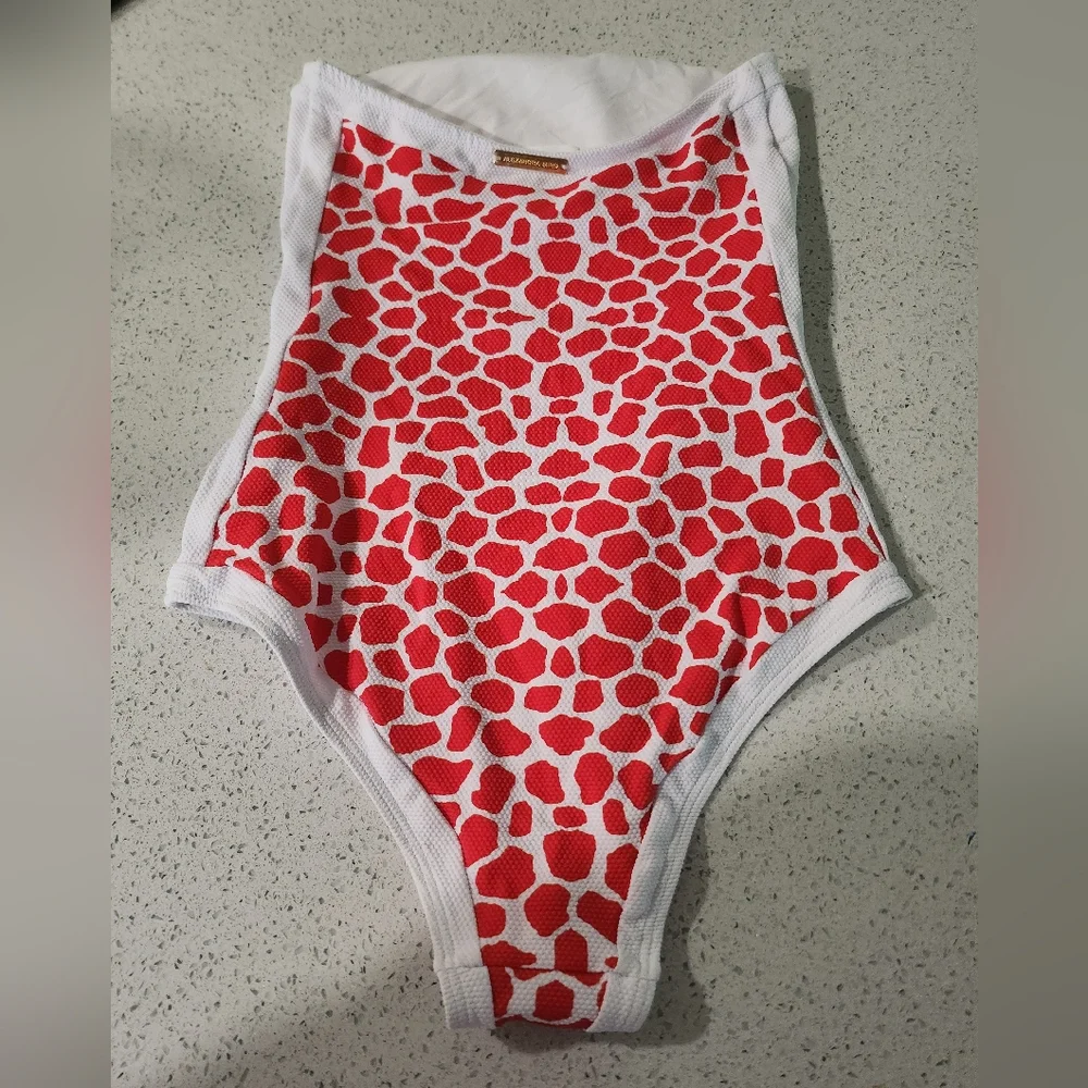 ALEXANDRA MIRO WHITNEY STRUCTURED ONE PIECE SWIMSUIT IN RED GIRAFFE - Picture 8 of 9